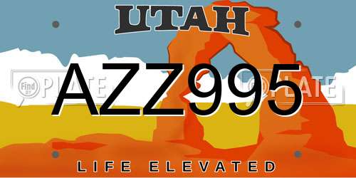 AZZ995 Utah License Plate