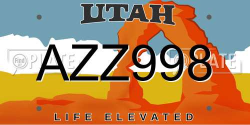 AZZ998 Utah License Plate