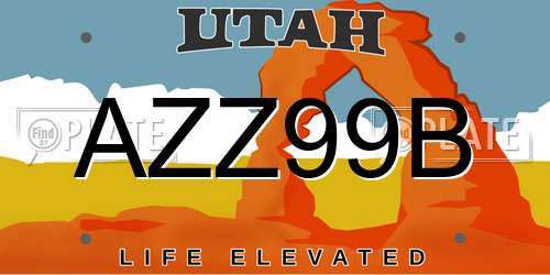 AZZ99B Utah License Plate