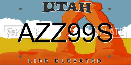 AZZ99S Utah License Plate