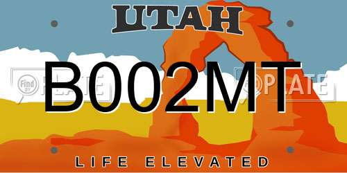 B002MT Utah License Plate