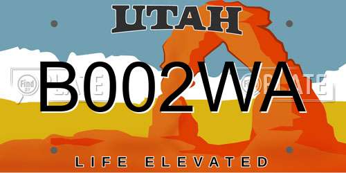 B002WA Utah License Plate