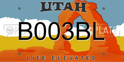 B003BL Utah License Plate