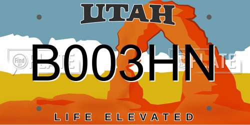 B003HN Utah License Plate