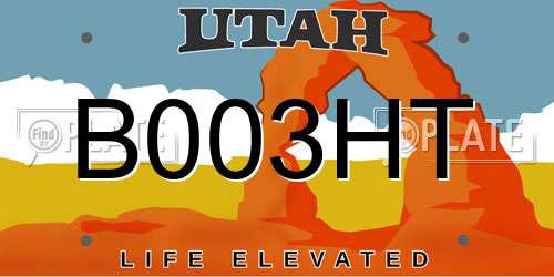 B003HT Utah License Plate