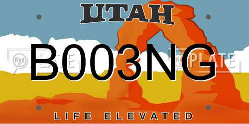 B003NG Utah License Plate