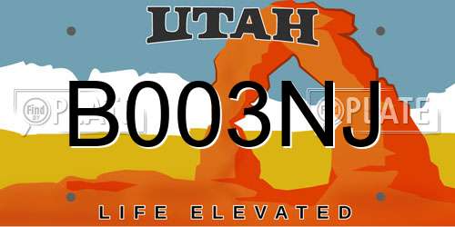 B003NJ Utah License Plate