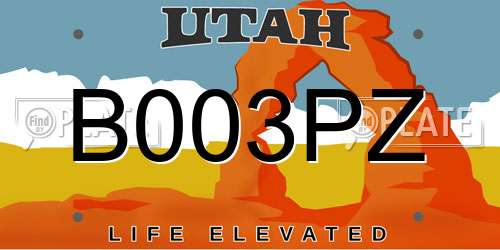 B003PZ Utah License Plate