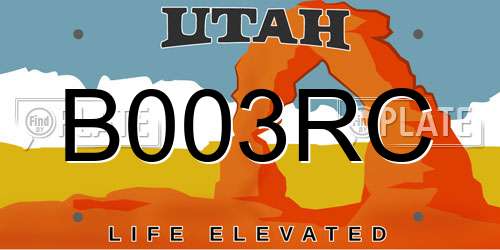 B003RC Utah License Plate