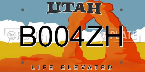 B004ZH Utah License Plate
