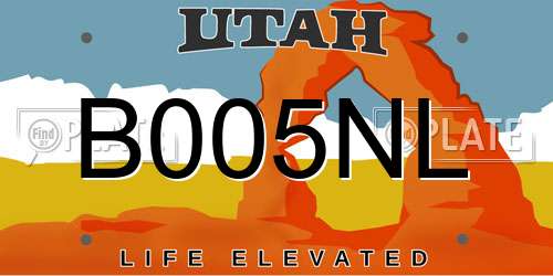 B005NL Utah License Plate