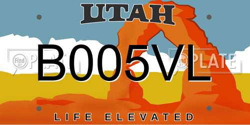 B005VL Utah License Plate