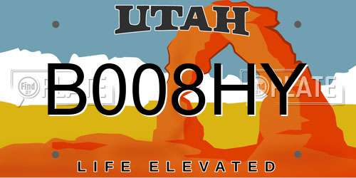 B008HY Utah License Plate