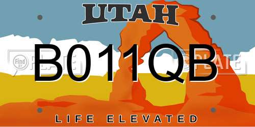 B011QB Utah License Plate