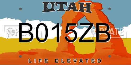 B015ZB Utah License Plate