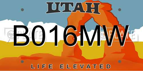 B016MW Utah License Plate
