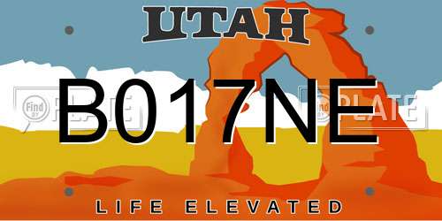 B017NE Utah License Plate