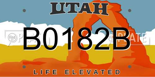 B0182B Utah License Plate