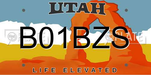 B01BZS Utah License Plate