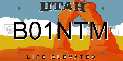B01NTM Utah License Plate