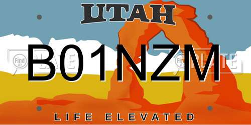 B01NZM Utah License Plate