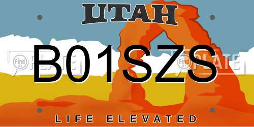 B01SZS Utah License Plate