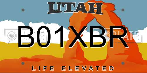 B01XBR Utah License Plate