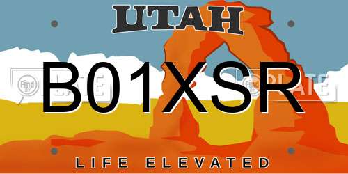 B01XSR Utah License Plate