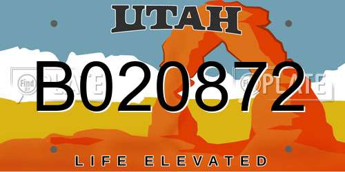 B020872 Utah License Plate