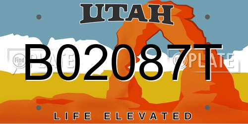 B02087T Utah License Plate