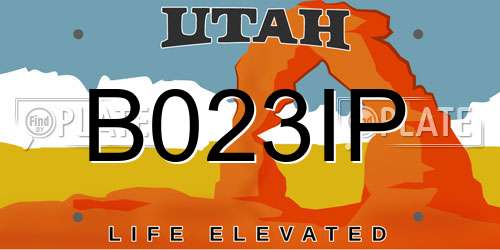 B023IP Utah License Plate