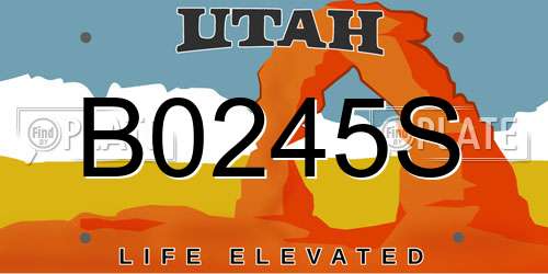 B0245S Utah License Plate