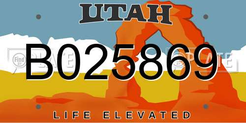 B025869 Utah License Plate