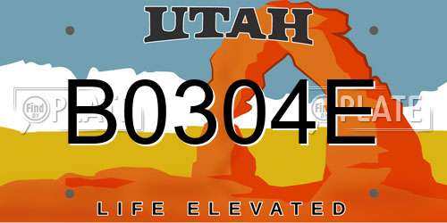 B0304E Utah License Plate