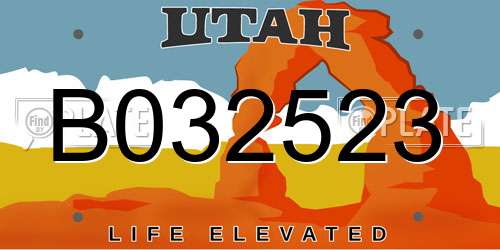 B032523 Utah License Plate