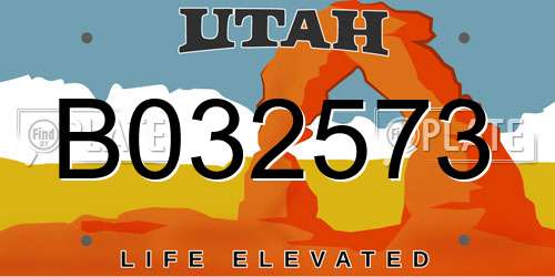 B032573 Utah License Plate