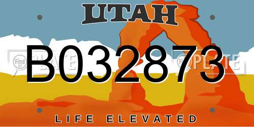 B032873 Utah License Plate