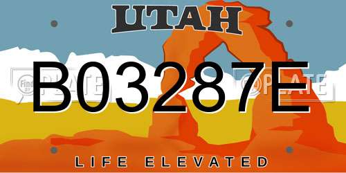 B03287E Utah License Plate