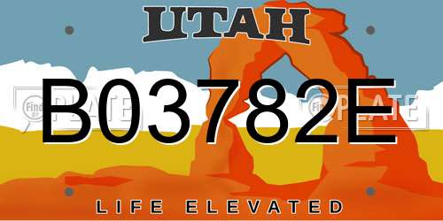 B03782E Utah License Plate