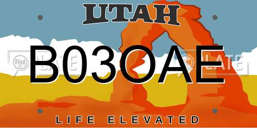 B03OAE Utah License Plate