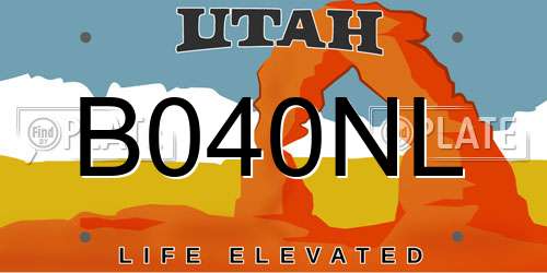 B040NL Utah License Plate
