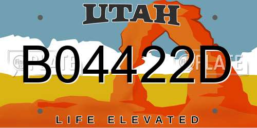 B04422D Utah License Plate