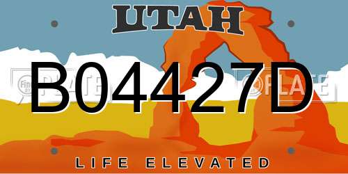 B04427D Utah License Plate