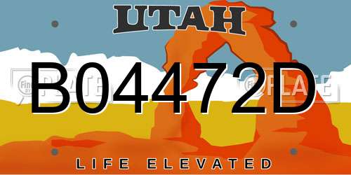 B04472D Utah License Plate