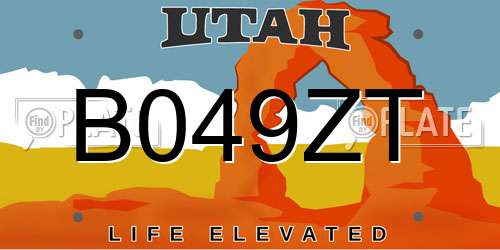 B049ZT Utah License Plate