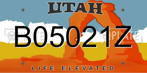 B05021Z Utah License Plate