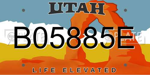 B05885E Utah License Plate