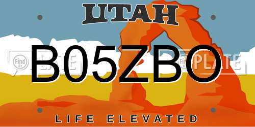 B05ZBO Utah License Plate
