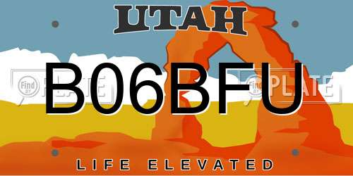 B06BFU Utah License Plate