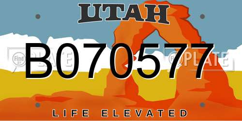B070577 Utah License Plate